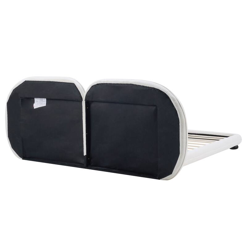 Christopher Knight Home - Lunara Modern Teddy Fleece Upholstered Platform Bed Frame with Split Headboard, Heavy-Duty Support