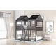 preview thumbnail 14 of 26, Full Over Full Wood Bunk Bed with Roof, Window, Guardrail & Ladder, Playhouse-Inspired, Safe & Durable Design, Antique Grey