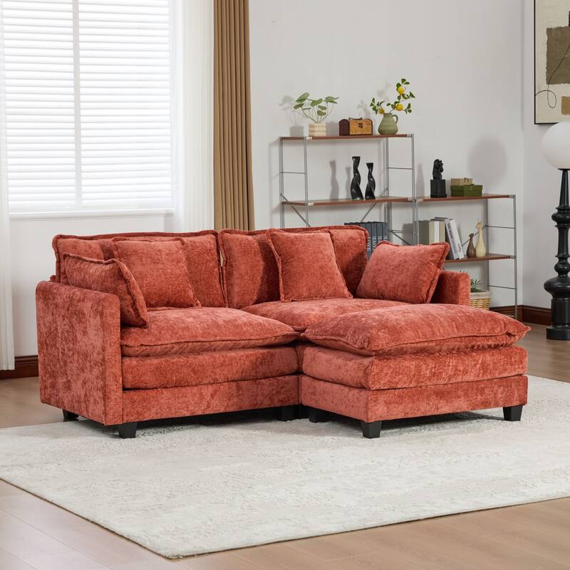 Roomfitters Large Upholstered Sofa Loveseat with Plush Cushions and Pillows, Modern Cloud Couch for Living Room