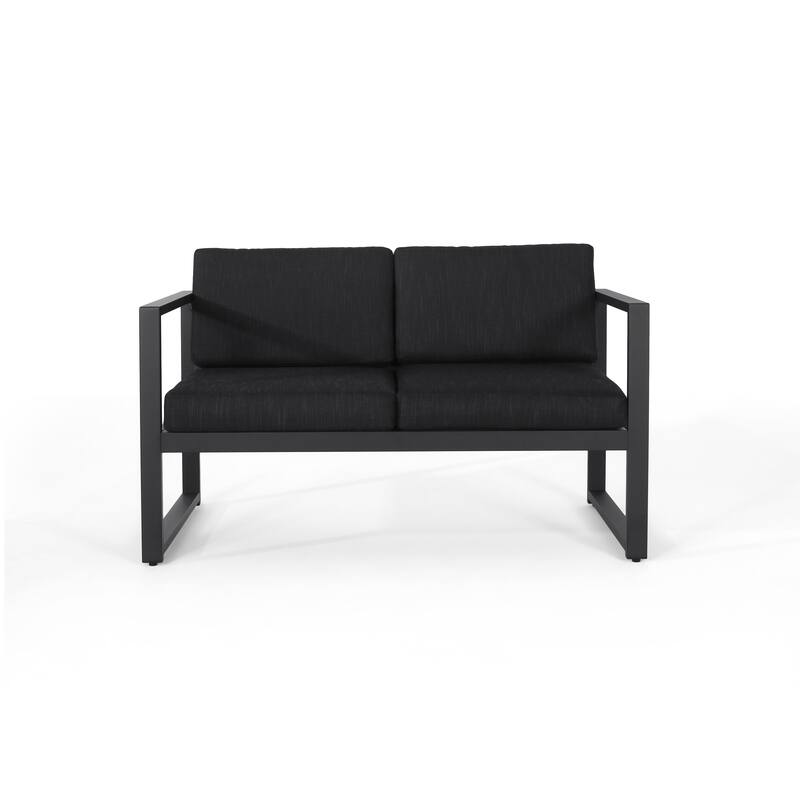 4 Piece Outdoor Chair Set for 4, All-Weather Aluminum Conversation Sets with Weather Resistant Cushion