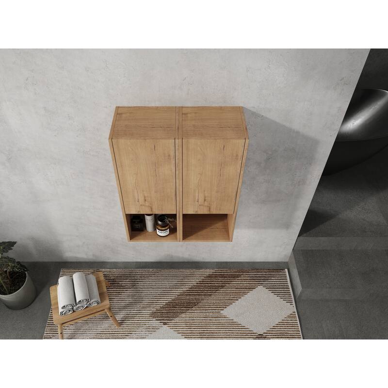 24" Bathroom Side Cabinet, Soft Close Doors, Float Mounting Design, Imitative Oak