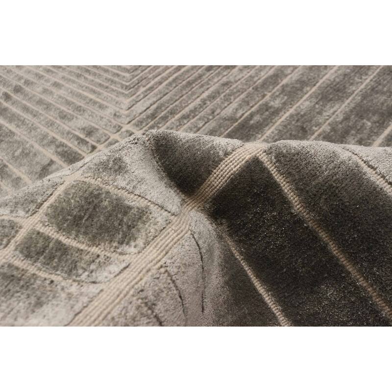 ECARPETGALLERY Hand Loomed Elysian Dark Grey Rug - 5'4 x 7'9