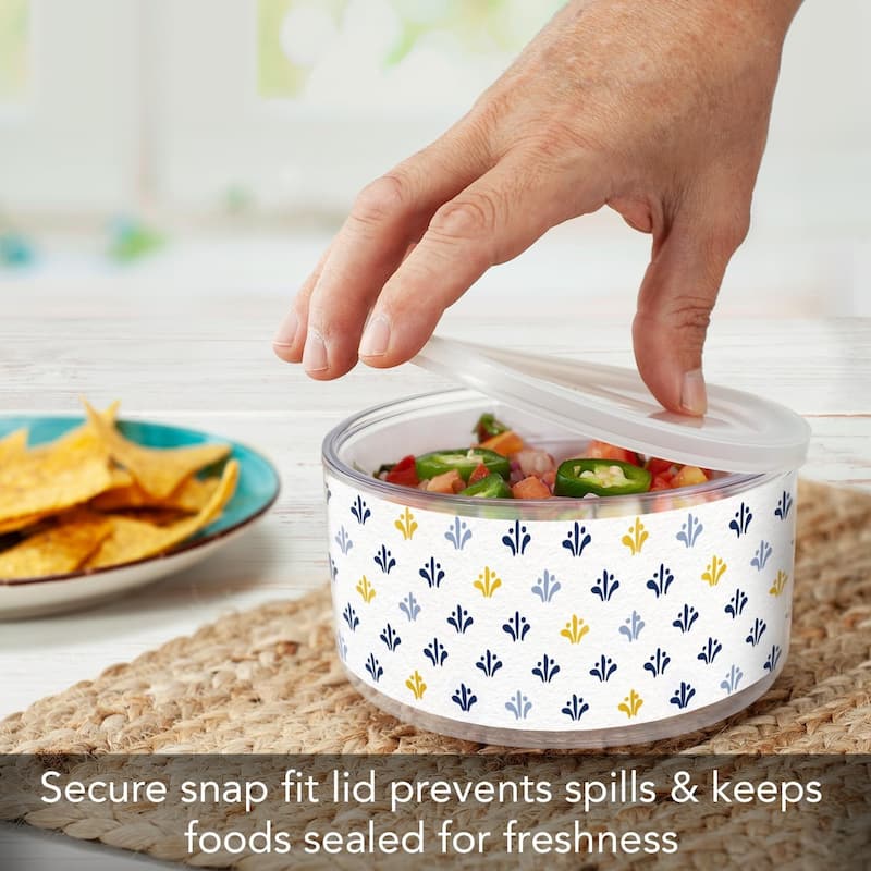 Meadow Mini Flowers Double Wall Insulated Plastic Bowl with Lid Holds 22 Fluid Ounces BPA Free Microwave Safe Dishwasher Safe