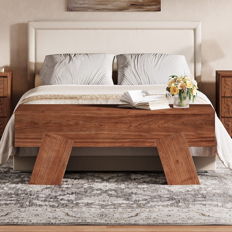 47-Inch Solid Wood Shoe Bench for Entryway