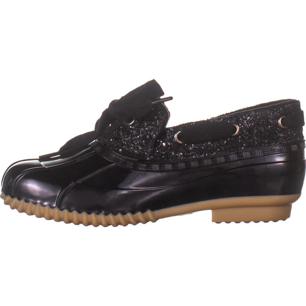 black glitter duck boots