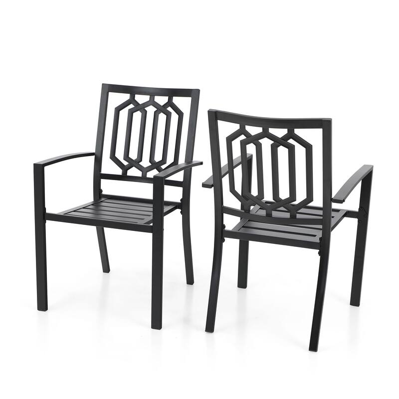 2-Piece Outdoor Patio Metal Dining Chairs for Garden,Backyard E-coating Weather-resistant Stackable Armchairs