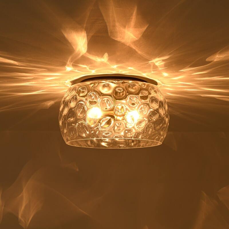 Modern Large Water Glass Shade Round Flush Mount Light