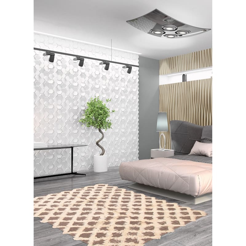 ECARPETGALLERY Flat-Weave Marrakech Cream, Taupe Wool Kilim - 6'11 x 9'9
