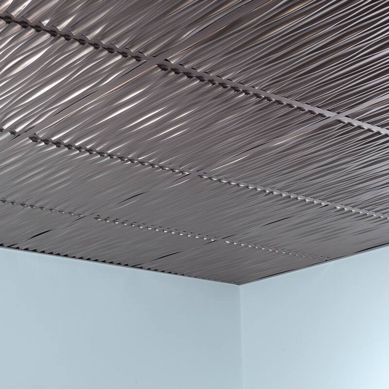FASÄDE Dunes Decorative Vinyl 2ft x 2ft Lay in Ceiling Panel in Brushed Nickel (5 Pack)