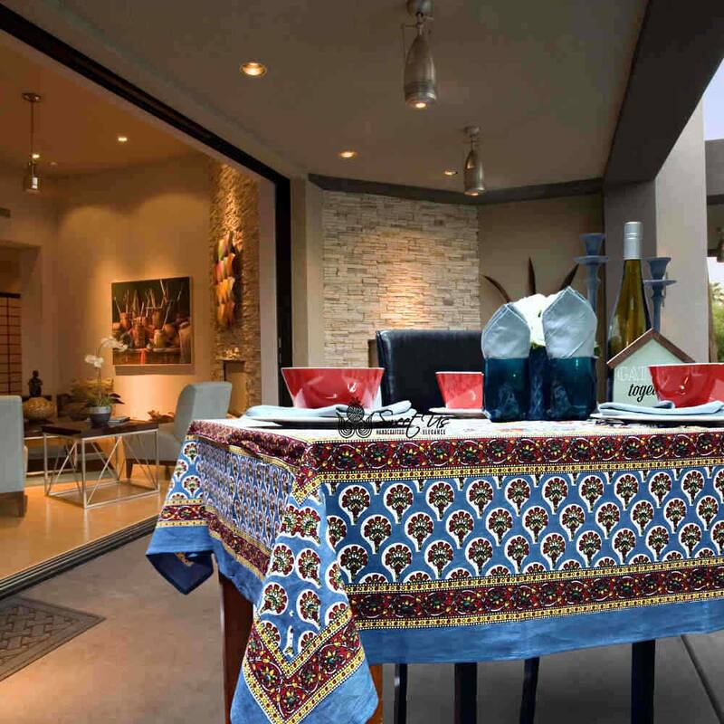 Cotton Floral Tablecloth for Rectangle Tables - Crimson Tide