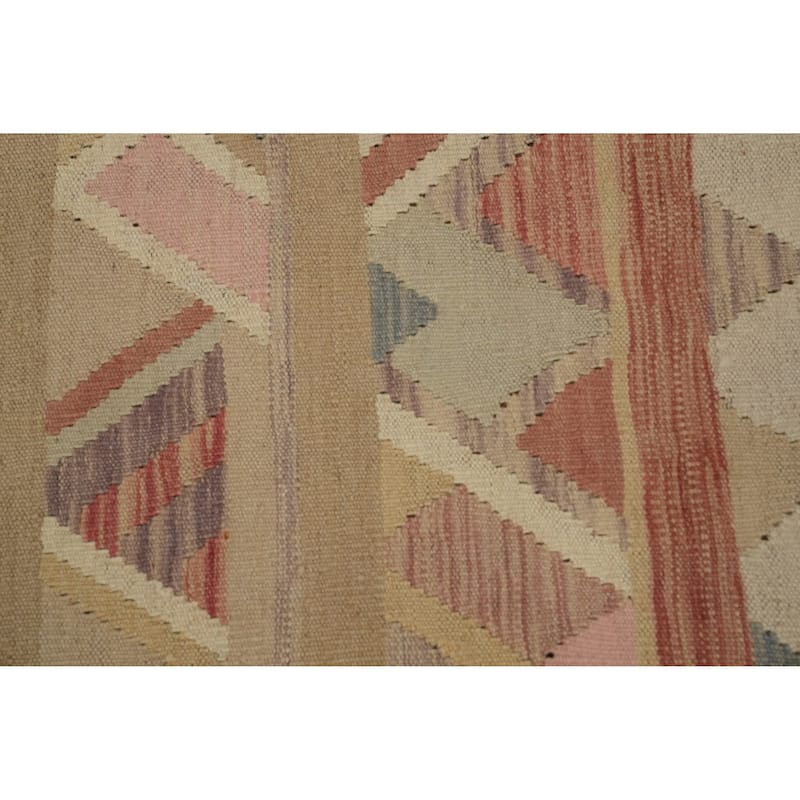 Hand Woven Oriental 100% Wool Carpet Southwestern Tribal Multi-Colored Kilim Area Rug - 9' 8'' X 6' 7''
