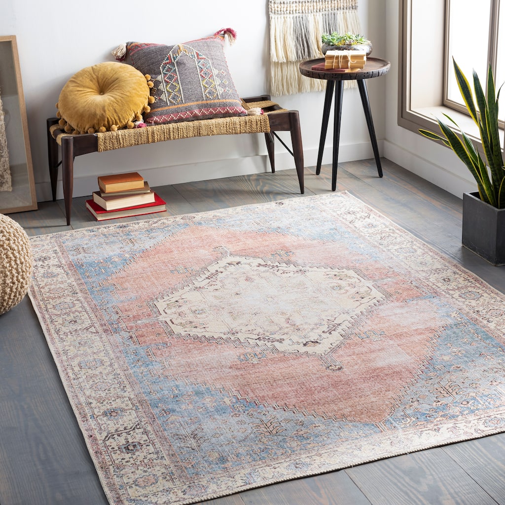 Livabliss Alger Persian Medallion Printed Machine Washable Area Rug