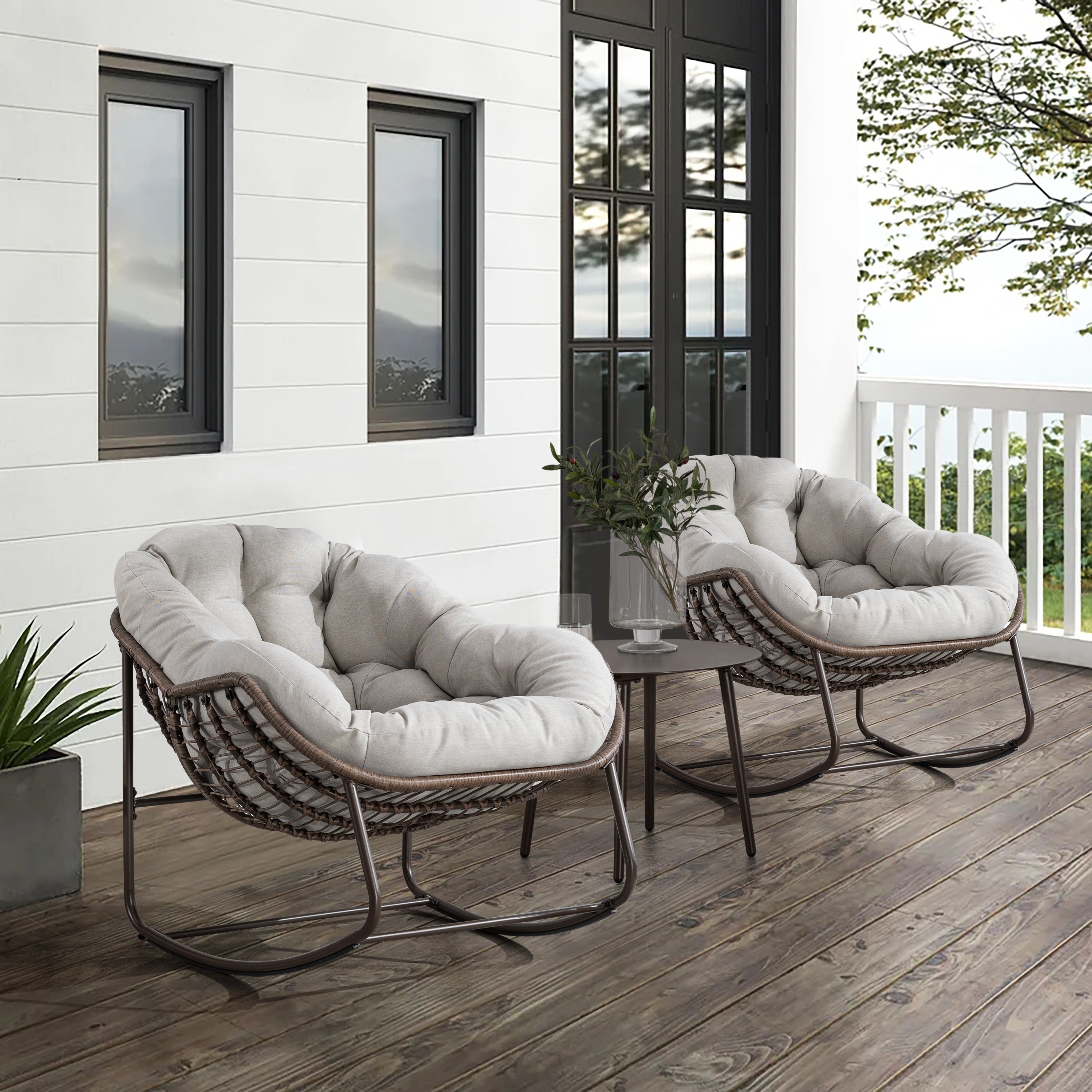 Corvus salerno outdoor wicker online rocking chair with cushions