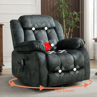 360° Rotatable Swing Manual Massage Rocker Recliner With Heat And Vibration