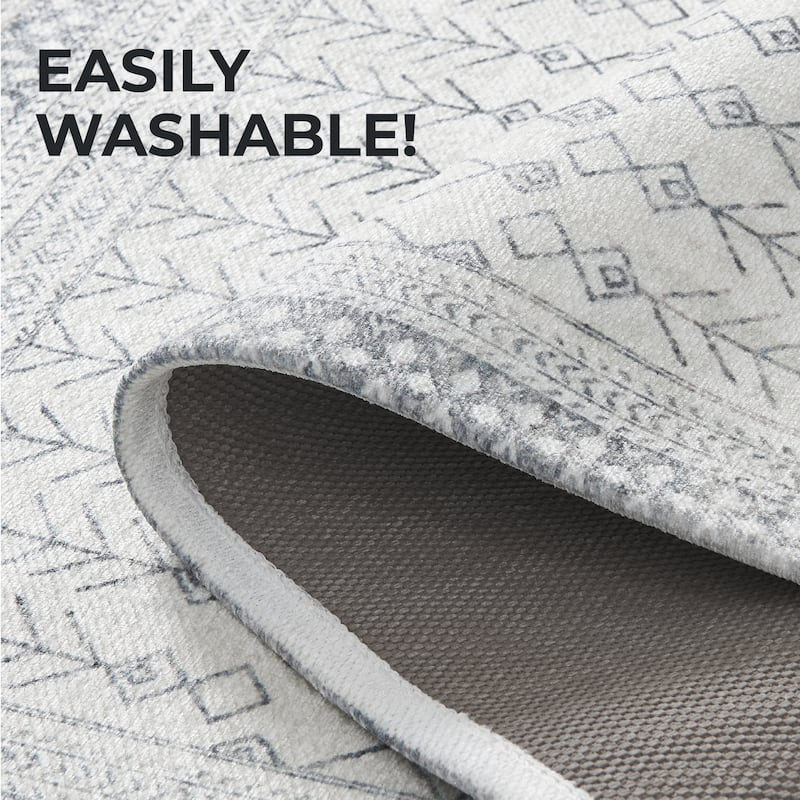 Linery & Co. Machine Washable Slip Resistant Vintage Inspired Patterned Accent Rugs