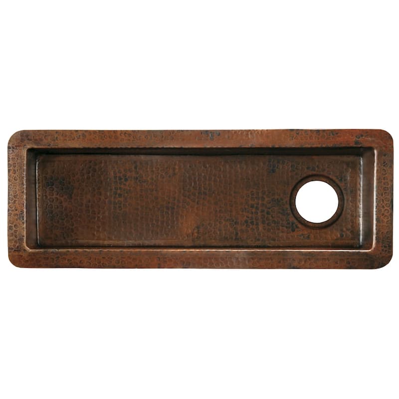 Rio Chico Hand Hammered Copper Trough Universal Mount Bar/ Prep Sink