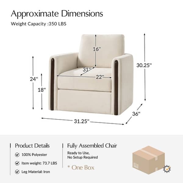 dimension image slide 0 of 3, HULALA HOME Taresa Modern Barrel-Shaped Rotatable chair