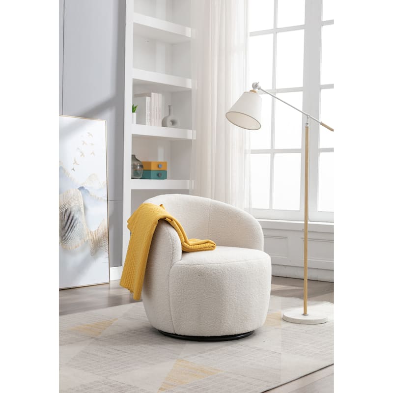 25.60" Swivel Barrel Chair, Modern Small Single Sofa Chair Comfy Round Upholstered Armchair for Living Room Bedroom