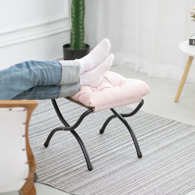 15" Folding Foot Stool Elegant Foldable Ottoman
