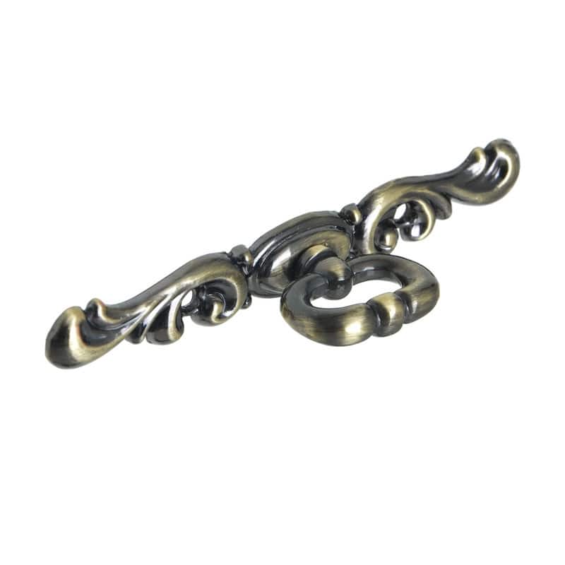 Utopia Alley Vallia Cabinet Ring Pull Knob - Vintage Cabinet Antique Brass Hardware with Hand, 4.4"