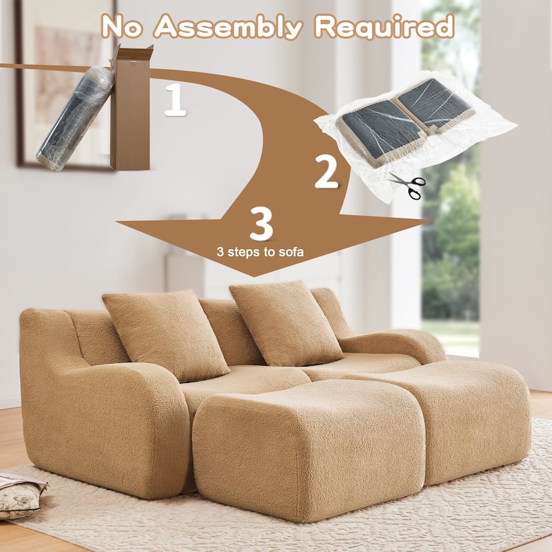 GDF Studio - Fairford 2-Seat Modular Sofa with Chaise & Curved Armrests