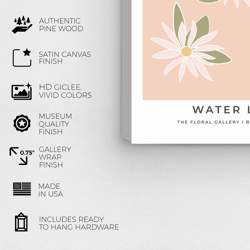 Wynwood Studio Canvas Floral and Botanical Waterlily Blush Pink and Modern & Contemporary Wall Art Canvas Print - Pink, White
