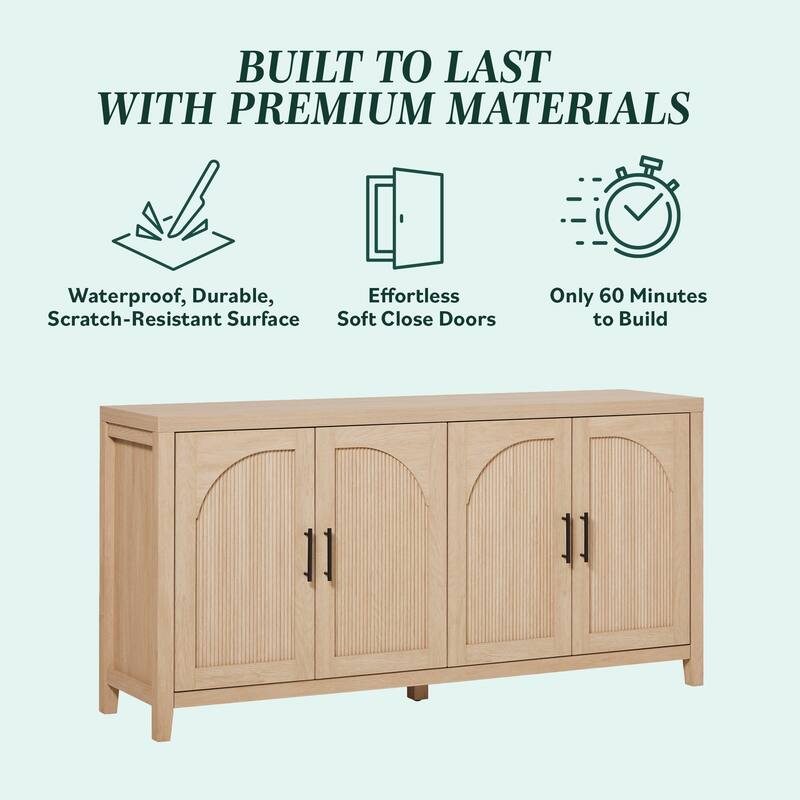 Walker Edison Modern 60-inch Reeded Sideboard with Arched Doors