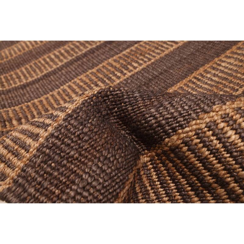 ECARPETGALLERY Flat-Weave Palas Denizli Dark Brown Jute Rug - 5'4 x 7'5