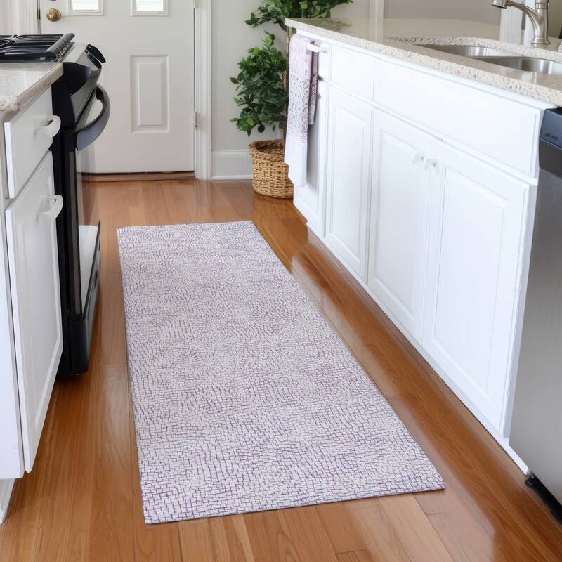 Premium Washable Super Soft Geo Hatchy Mayfield Rug - Lavender - 2'3" x 7'6"