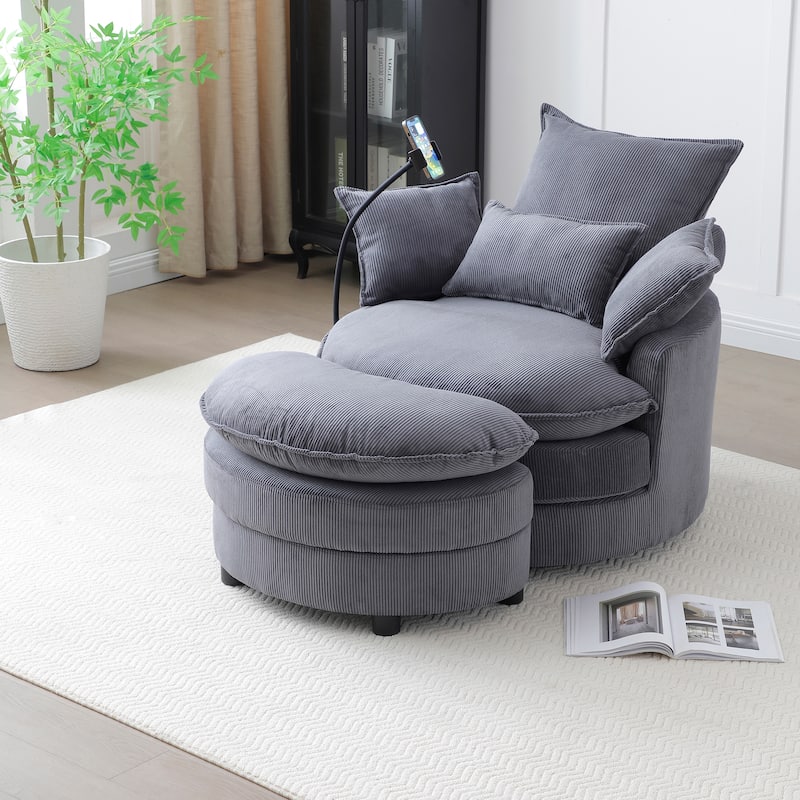 360° Swivel Accent Barrel Chair Modern Comfy Round Reading Sofa Swivel Chairs Circle Lounge Chair for Bedroom Living Ro