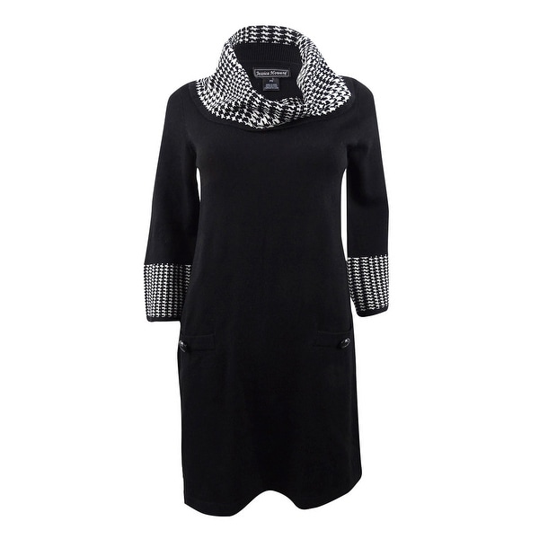 black cowl neck sweater dress