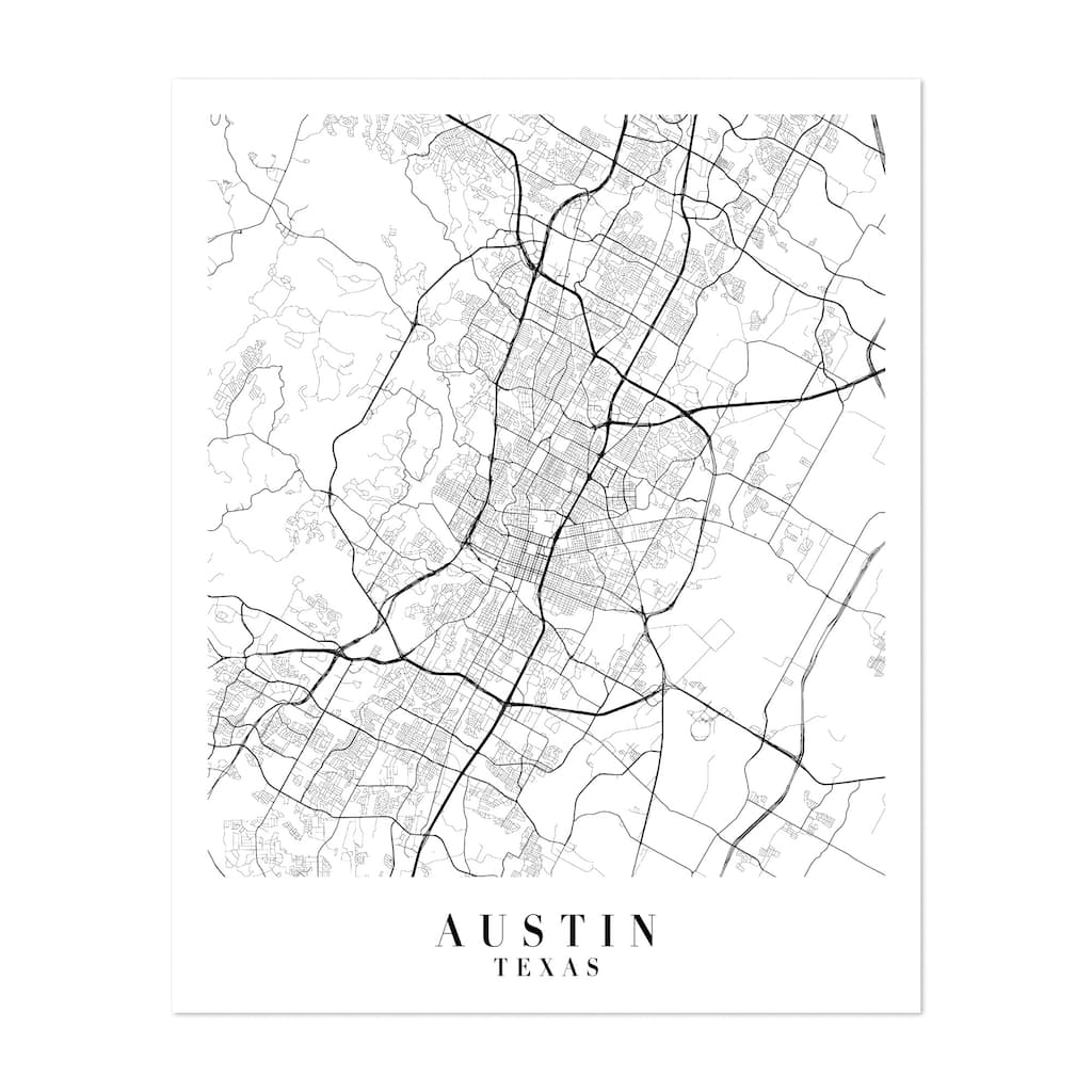 Austin Texas Austin Texas Street Map Minimal Maps Art Print/Poster