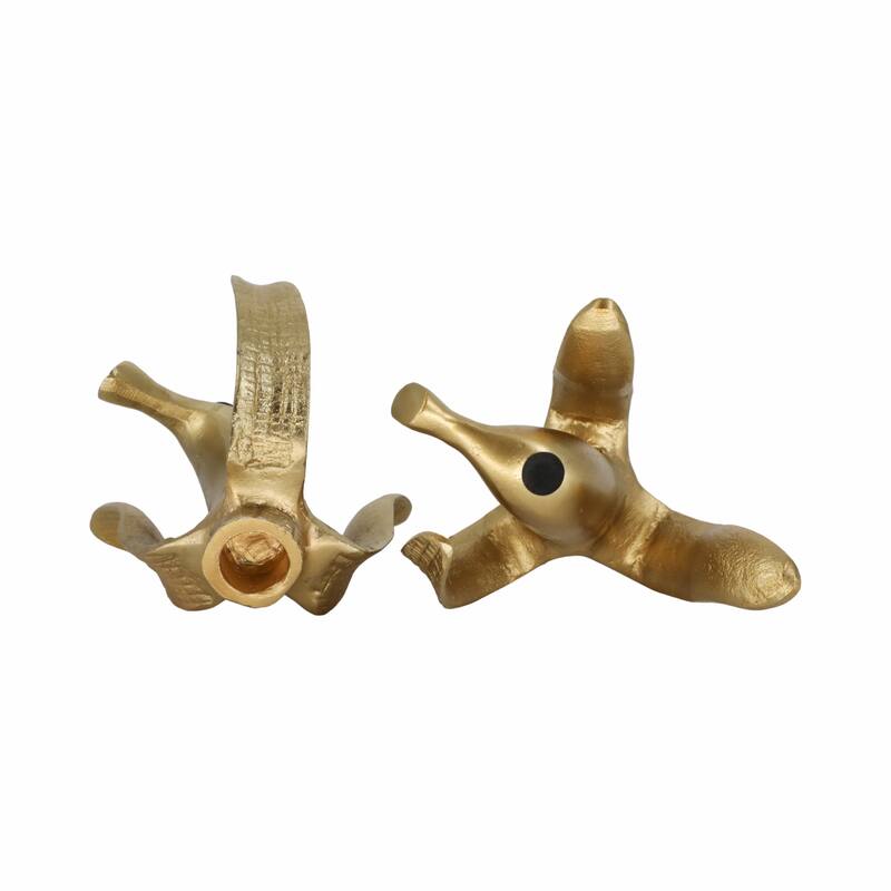 Metal Banana Taper Candle Holders Set of 2 - Gold, 5/7 in. - 7.0"