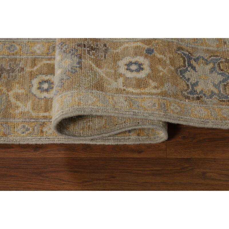 Vegetable Dye Oushak Turkish Area Rug Handmade Grey Wool Carpet - 5'9" x 9'2"