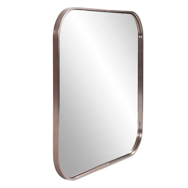 Allan Andrews Brushed Brass Square Stainless Steel Framed Vanity Mirror - 30" x 30"