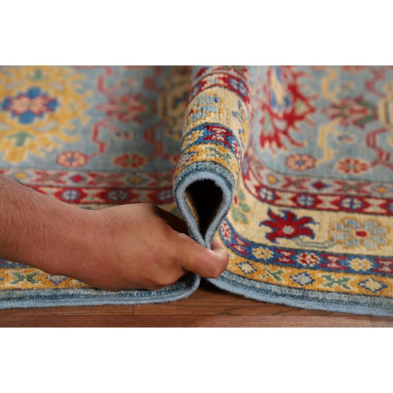 Geometric Kazak Oriental Runner Rug Hallway Handmade Wool Carpet - 2'8" x 9'4"