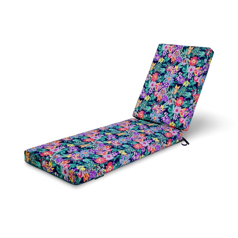 Vera Bradley by Classic Accessories Water-Resistant Patio Chaise Lounge Cushion - 26"W x 48"D x 32"H x 3"Thick - Happy Blooms