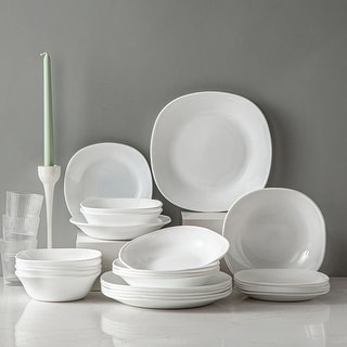 MALACASA Esmer 24-Piece Opal Glass White Dinnerware Set (Service for 6)