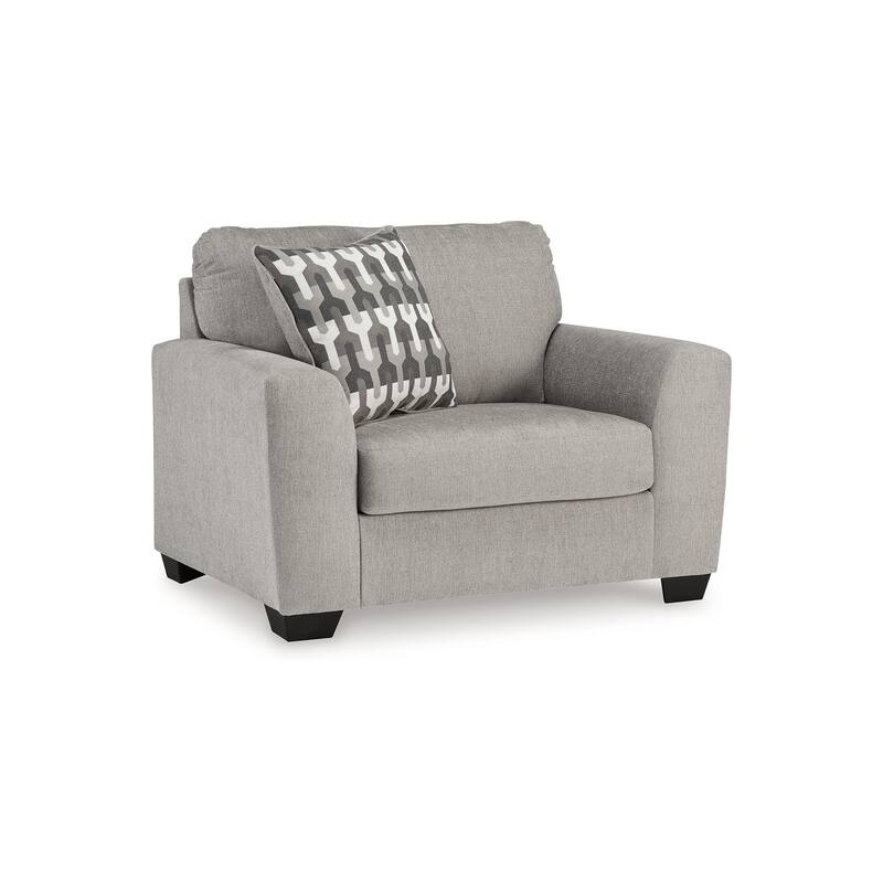 Delaney Accent Armchair, Flannel Gray Polyester, 1 Throw Pillow, Black