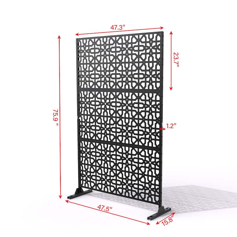 Outdoor Privacy Screen with Stand for Patio Garden Metal Fence