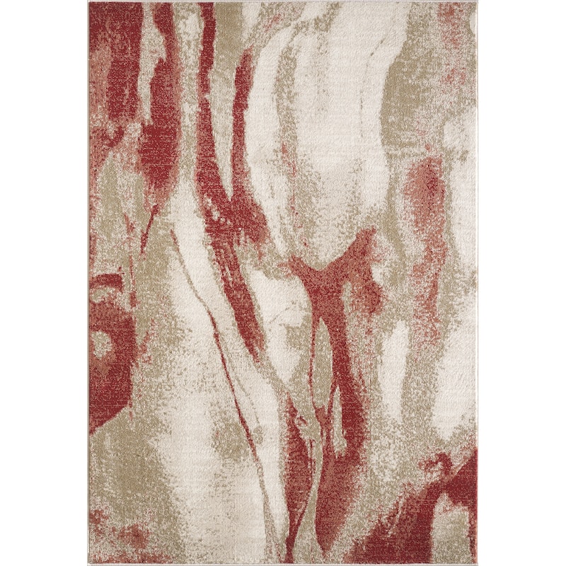 Domani Basics Abstract Marble Rug - 7'10" x 9'10" - Red