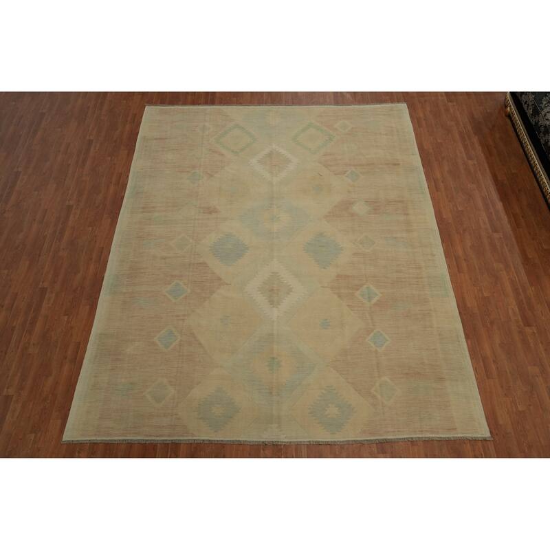 Hand Woven Oriental 100% Wool Carpet Southwestern Tribal Multi-Colored Kilim Area Rug - 12' 9'' X 10' 2''