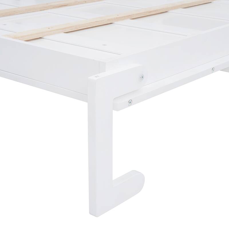Queen Size Murphy Bed Wall Bed with Top Shelves & USB,White