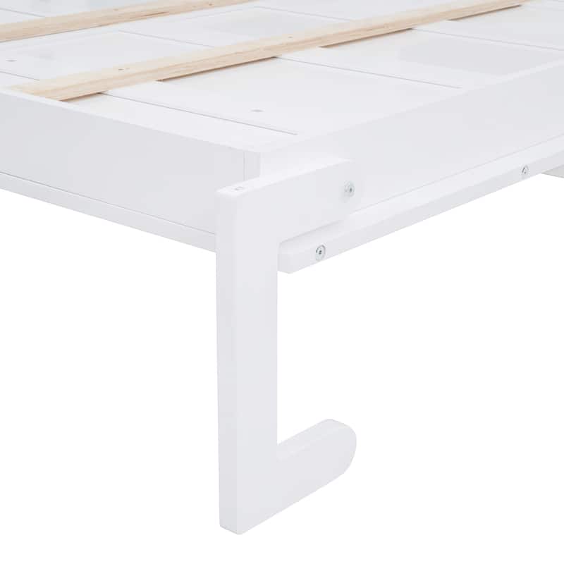 White Queen Murphy Bed with Top Shelves & USB