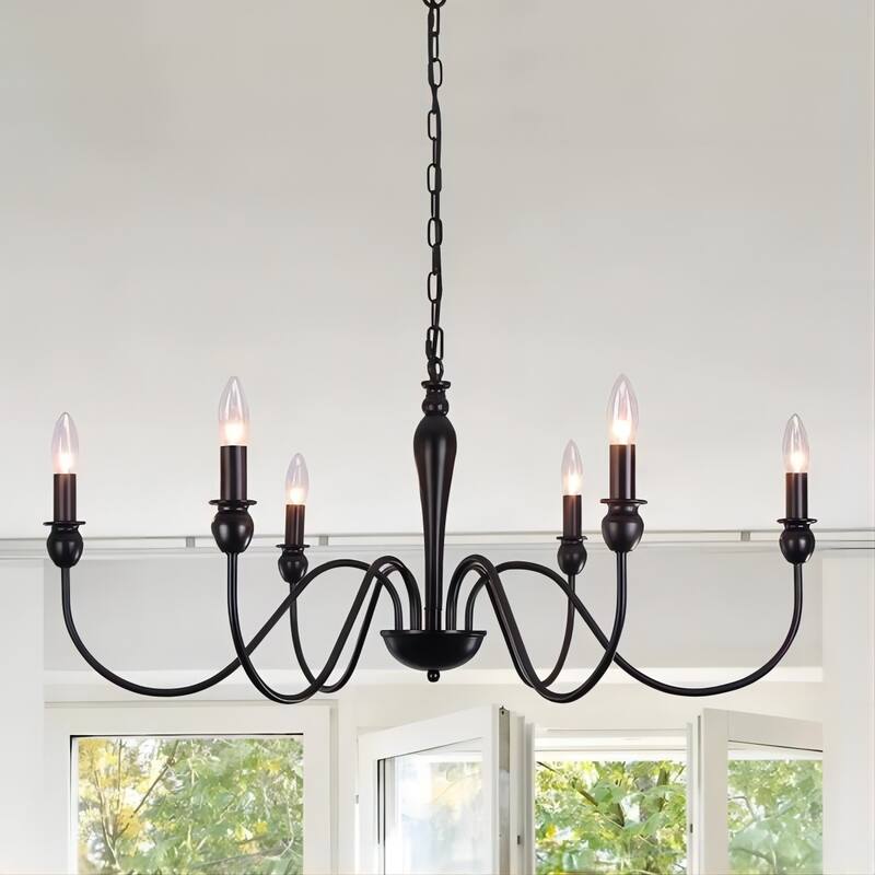 6-Light W36.2" x H74.8" Dimmable Chandelier Light for Kitchen Island Bedroom