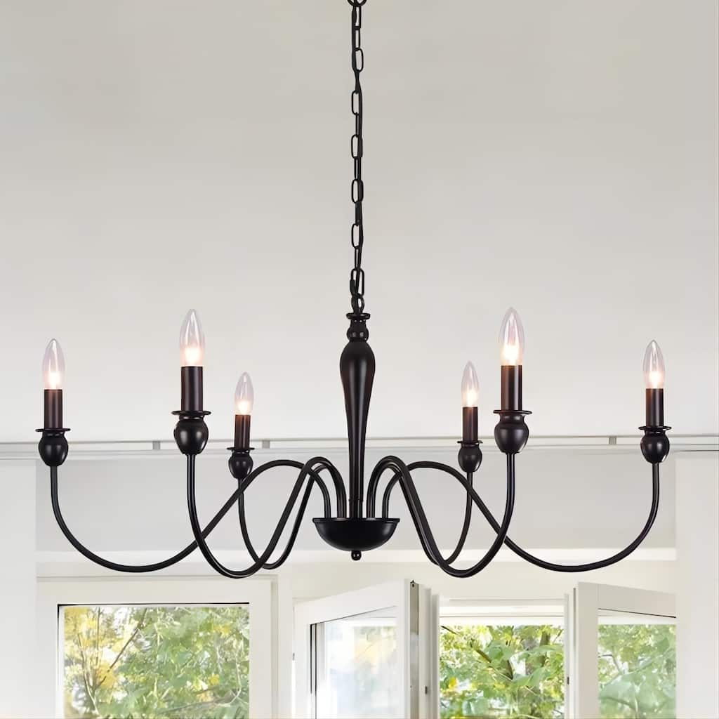 6-Light W36.2" x H74.8" Dimmable Chandelier Light for Kitchen Island Bedroom