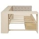 preview thumbnail 5 of 16, Twin Size Wood Platform Bed with Storage Shelves, Drawers, Charging Station and Upholstered Headboard, Cream