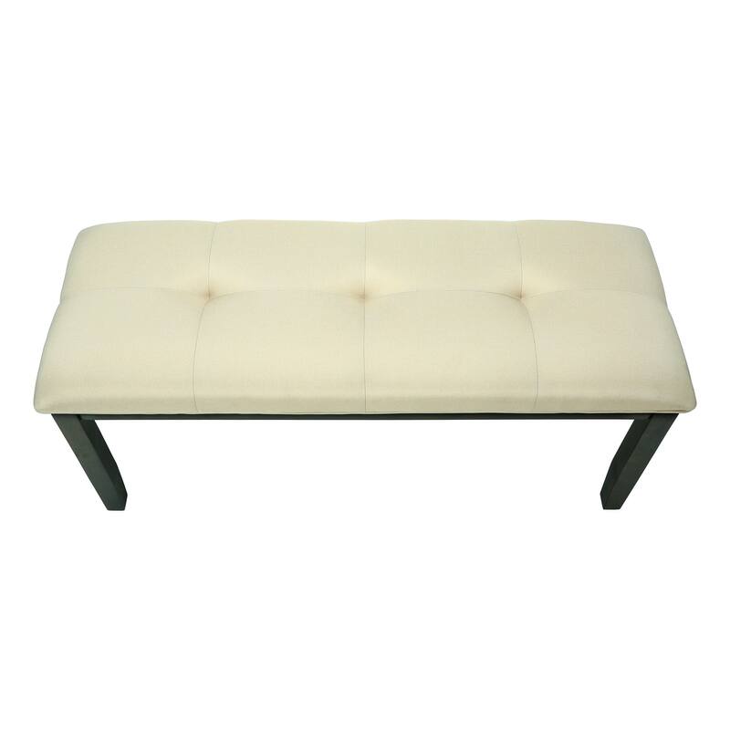 Bench, 42" Rectangular, Wood, Upholstered, Dining Room, Kitchen, Entryway, Brown And Beige, Transitional