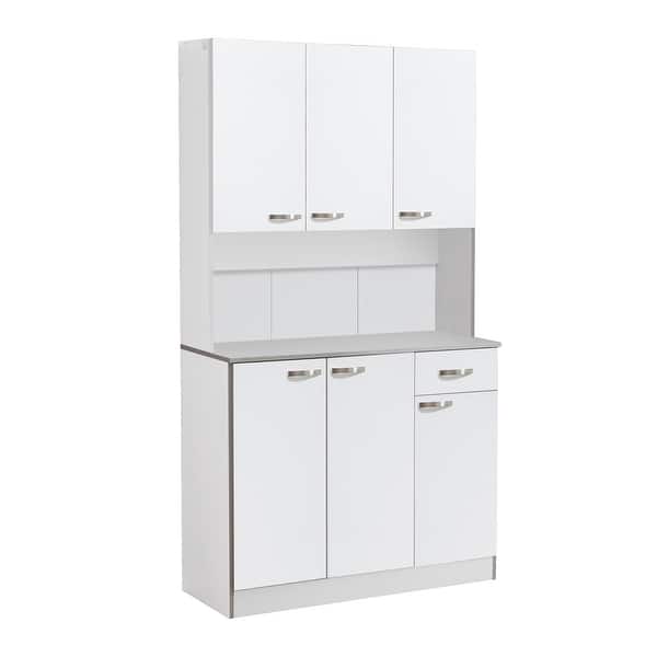 HOMCOM 71 Freestanding Kitchen Buffet Hutch Cupboard with 6 Doors, 3  Adjustable Shelves, and 1 Drawer, White - On Sale - Bed Bath & Beyond -  22378576