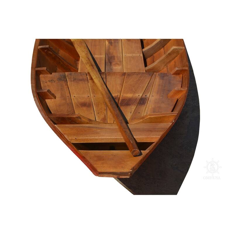 Small South East Asia Sampan Boat Red Bottom Thuyen Ba La Tam Ban